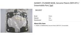 5811057 Polaris Oem Cylinder Base Gasket 7pk