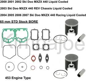 Spi 09-710234 Sm-09146 Ski Doo Mxzx 440 And Racing L-c Listed 453 Engine Type 65 Mm Piston Kits Rebuild