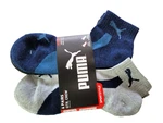 Puma Men's Quarter Crew Socks 6 Pack Blue Black Gray Half Terry Sport Cushion. Fixed Price $16.95.
