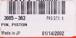Piston Pin Part Number 3005-363 For Arctic Cat. Fixed Price $12.99.