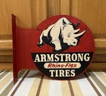 Armstrong Tires Sign Gas Oil Garage Rhino Double Sided Vintage Style Wall Decor. Fixed Price $42.00.