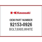 Kawasaki BOLT,M6X65,WHITE 92153-0926 Oem New. Fixed Price $5.85.